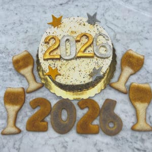 New Year 2026 Shadow Cake and cookies